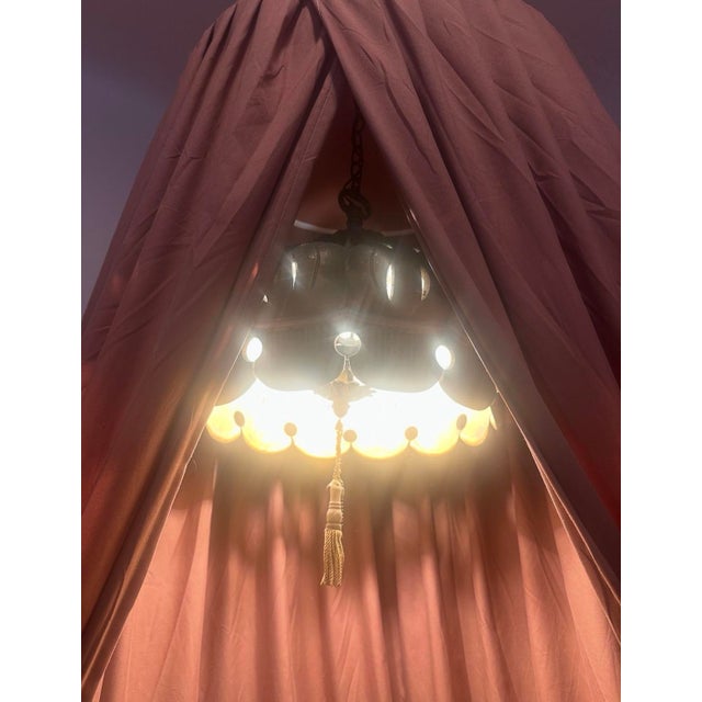 Mid 20th Century 4 Light Large Pendant Lamp With Pull Chain For Sale - Image 11 of 11