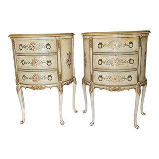 Pair of 1930s Painted Goose Neck Night Stands For Sale