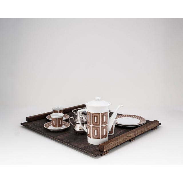 Mid-Century Modern Tête-À-Tête for Two on Wooden Tray by Victoria La Couronne for Fürstenberg, 1960s, Set of 14 For Sale - Image 6 of 15
