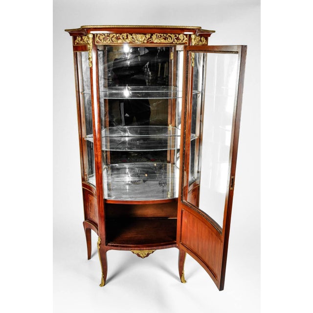 Wood Early 20th Century French Sand Burl Wood Mirrored Hutch Cabinet Display Vitrine For Sale - Image 7 of 9