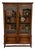 Antique English Jacobean Bookcase Cabinet Double Door Wavy Glass Tiger Oak 1930s For Sale