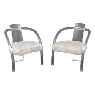 Charles Hollis Jones Style Lucite Armchairs, Pair For Sale