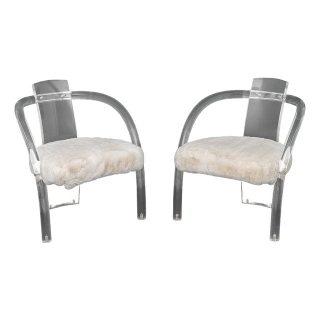 Charles Hollis Jones Style Lucite Armchairs, Pair For Sale
