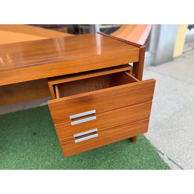 1960s Danish Mid-Century Modern "Floating" Executive Desk in Teak by Dyrlund, Denmark, C. 1960s For Sale - Image 5 of 16