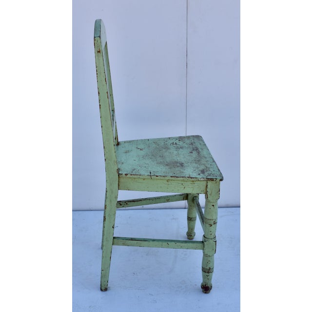 Wood Pair of Painted Pine Plank-Seat Chairs For Sale - Image 7 of 8