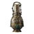 Antique Chinese Bronze Vase With Gold & Silver Inlay, Gemstones & Chain Handle For Sale