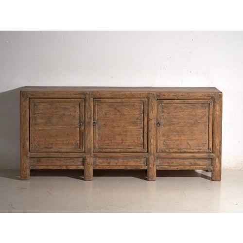 Early 20th Century Antique 3-Door Sideboard in Pine, China, 1900 For Sale - Image 5 of 12
