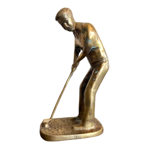 Vintage Brass Golfer Sculpture