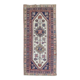 Early 20th Century Zabihi Collection Ivory Tribal Heriz Small Runner - 2'11" x 5'11" For Sale
