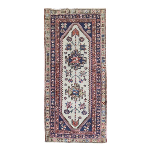 Early 20th Century Zabihi Collection Ivory Tribal Heriz Small Runner - 2'11" x 5'11" For Sale