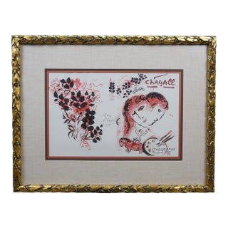 1980 Marc Chagall Signed Lithographe III Lithograph Book Cover Poster 31" For Sale