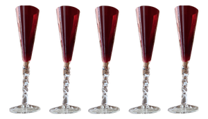Vintage Champagne Flutes in Hand-Blown Venetian Glass from 1295 Murano, 1970, Set of 5