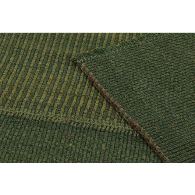 Rug & Kilim's Contemporary Rez Kilim Flatweave Rug With Green Striped Design For Sale - Image 10 of 10