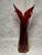 Hand-formed heavy glass vase in contrasting ruby and warm amber tones. Clean, sculptural lines typical of 1970s European...