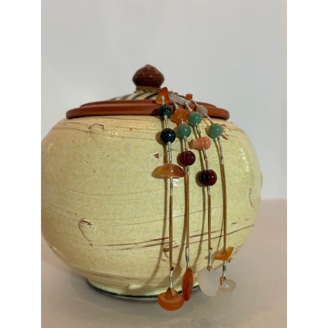 Mediterranean Studio Pottery Vessel With Semi-Precious Stone Adornments, Signed Maker Unknown For Sale - Image 4 of 9