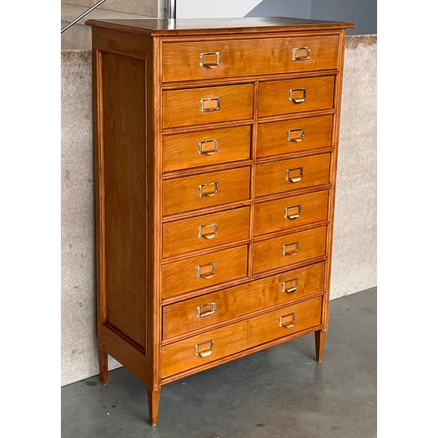Tall Vintage Tall Teak Wood Campaign Highboy Chest in Style of Bernhardt For Sale In Miami - Image 6 of 13
