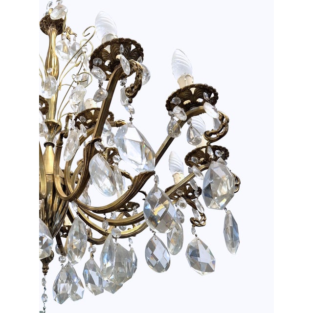 Eighteen-Light King Umberto of Savoy Chandelier in Bronze and Crystal, 1890s For Sale - Image 9 of 14