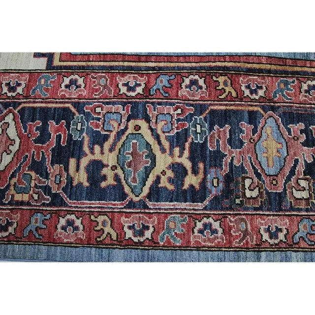 2010s Handwoven Blue/Navy Serapi Style Rug 10'1" X 13'10" For Sale - Image 5 of 10