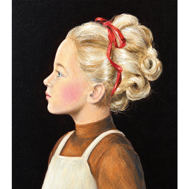 Charming American Folk-Style Portrait of a Young Girl by S. Taylor — Oil on Canvas A wonderfully evocative oil on canvas...