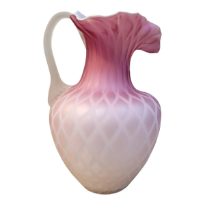 Antique Pink Diamond Quilted Cased Glass Pitcher