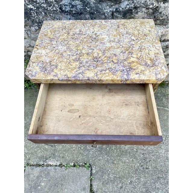 Louis XVI Bedside Table in Marble and Ceramic For Sale - Image 9 of 16