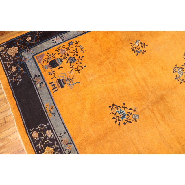 Mid 20th Century 20th Century Zabihi Collection Pumpkin Color Chinese Room Size Rug - 9' x 11'6" For Sale - Image 5 of 10