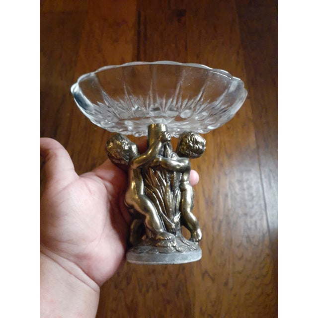 1960s Art Nouveau Brass Cherub Pedestal Trinket Bowl For Sale In Dallas - Image 6 of 9