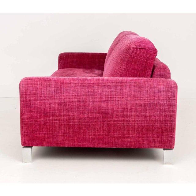 Modern Magenta Pink Chenille Upholstered Sofa For Sale In New York - Image 6 of 7