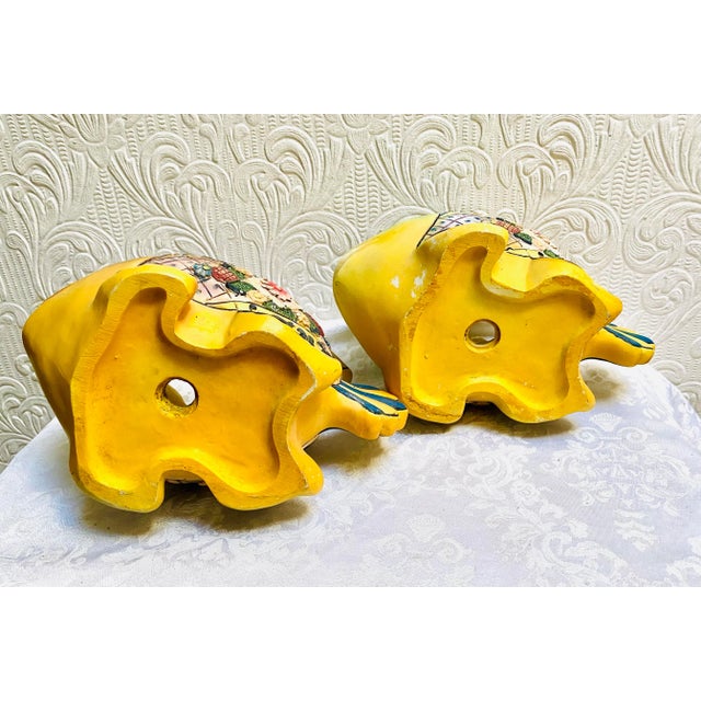 Canary Yellow Pair of 1980s Happy Fish Vintage Italian Planters For Sale - Image 8 of 9