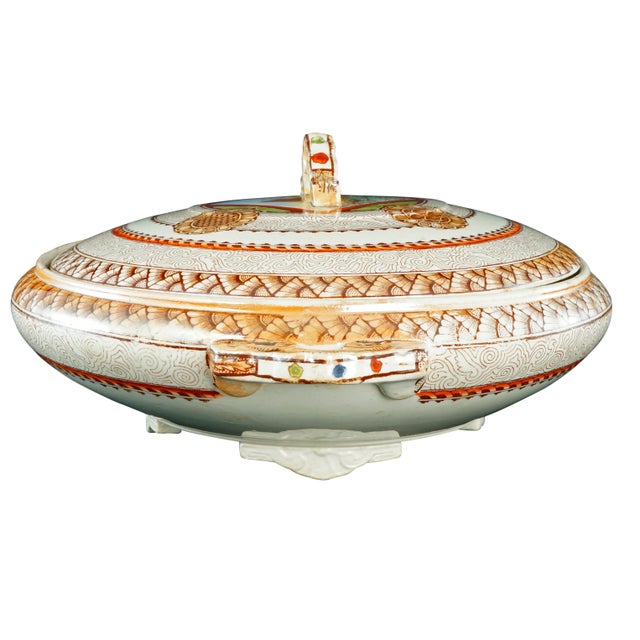William Brownfield English Aesthetic Movement Transferware Covered Serving Dish by Brownfield Circa 1870 For Sale - Image 4 of 11