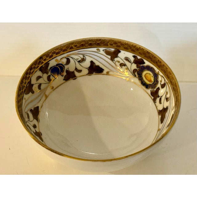 Art Deco Antique Noritake Hand-Painted Footed Bonbon Bowl With Cobalt Blue & Gilt Detail Japan 4.5” D For Sale - Image 3 of 10