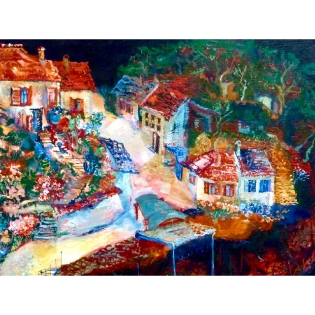 Franz Anton Coufal, Austrian Magic Realist Oil Painting Vibrant Village Landscape Scene Franz Coufal For Sale - Image 12 of 12