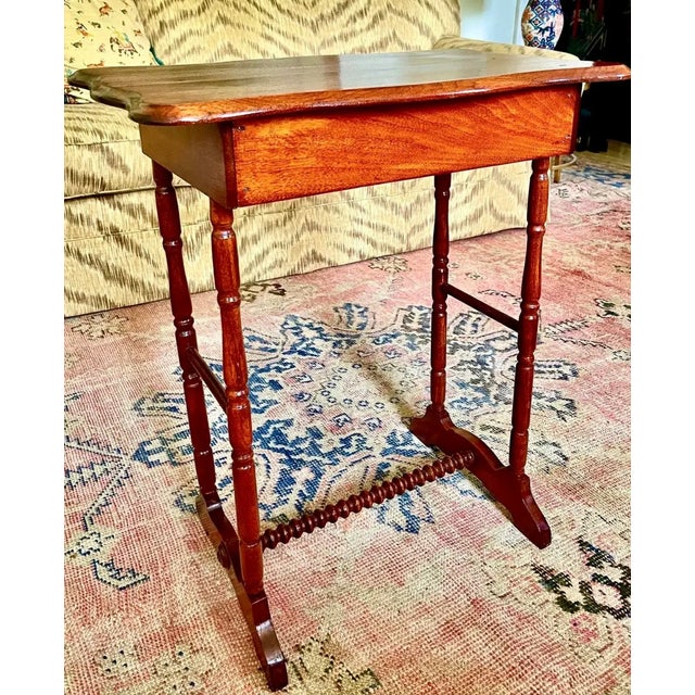 American 19th C. American Federal Cherry Bobbin Turned Trestle Table For Sale - Image 3 of 11
