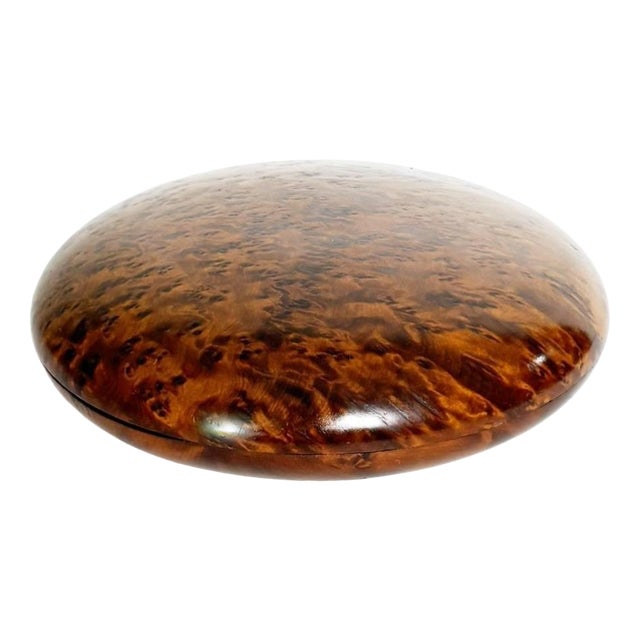 Vintage Round Wooden Box, France, 1970s For Sale