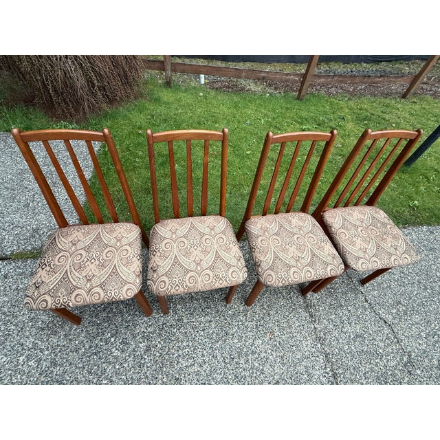 1980s Koda Woodcraft Danish Modern Teak Slat Back Side Dining Chairs -4 For Sale In Seattle - Image 6 of 8