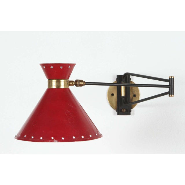 1960s Red Articulated Sconce by Rene Mathieu For Sale - Image 9 of 9