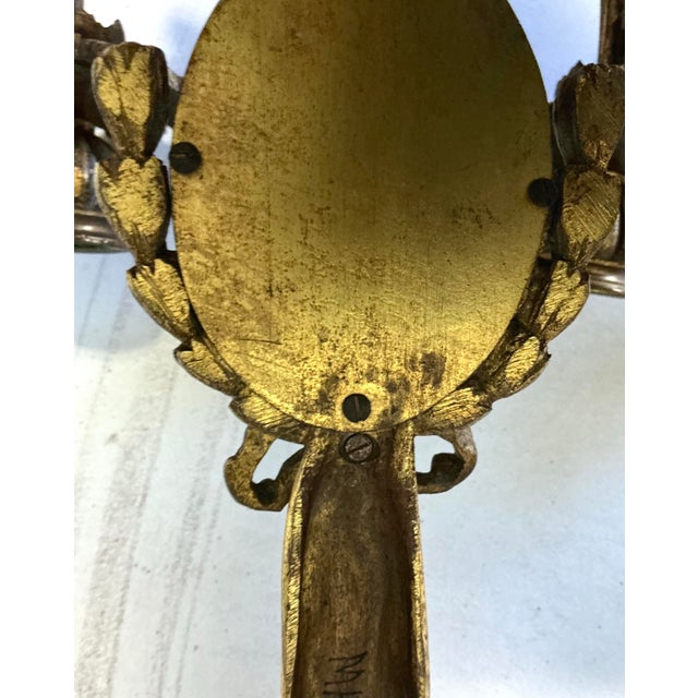 Early 20th Century Antique French Louis XVI Style Gilt Bronze Ribbon Jasperware Putti Sconces - Pair For Sale - Image 5 of 9