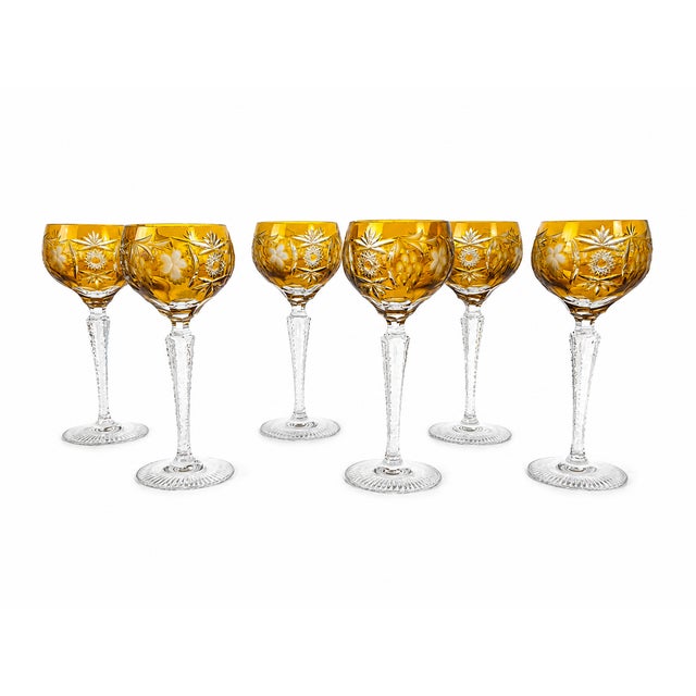 Mid-Century Modern Vintage Cut Amber Crystal Dinner Service by Nachtmann, Germany, 1960s, Set of 24 For Sale - Image 3 of 13