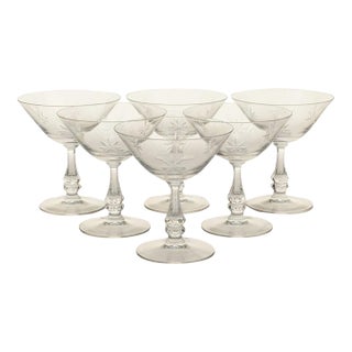 Vintage Mid-Century Modern Tiffin Franciscan Shooting Star Champagne Sherbet Glasses - Set of 6 For Sale