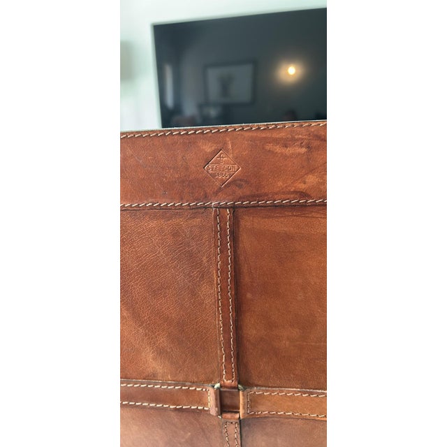 Animal Skin Vintage Stetson Leather Waste Basket and Tissue Box Cover Set For Sale - Image 7 of 8