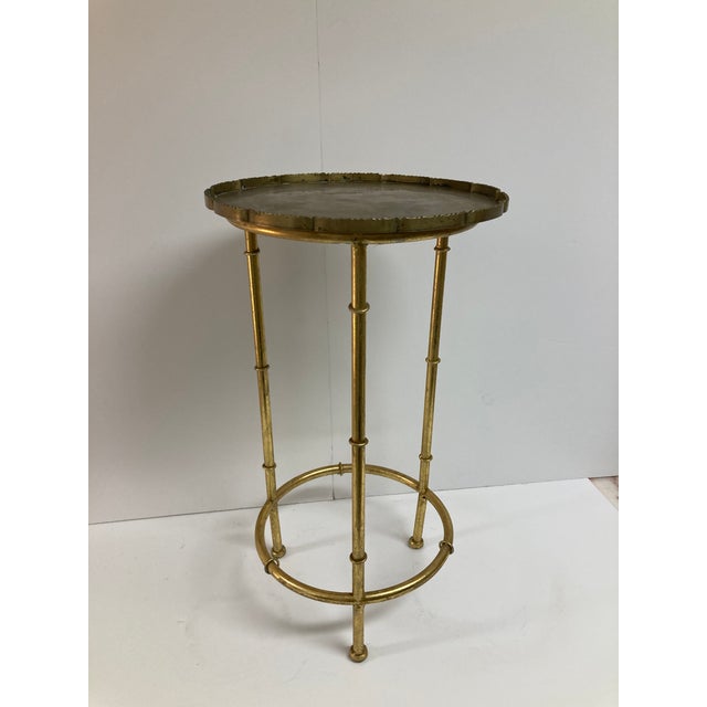 Boho Chic Gilt Gold Faux Bamboo Cocktail Table For Sale - Image 4 of 9
