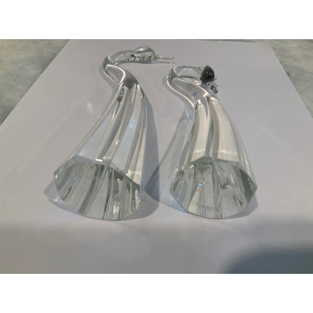 Contemporary Vintage Shannon Crystal Stylized Swan Figurines- a Pair For Sale - Image 3 of 8