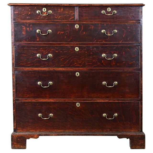 English 19th Century Solid Oak Chest of Drawers For Sale - Image 4 of 12