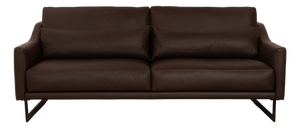 Violetta Malin Leather Three-Seater Dark Brown Sofa Couch
