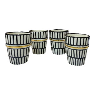 Gold 14k Beldi Cups Tea Glasses With Border on Gold Brass Set of 4 Cups For Sale