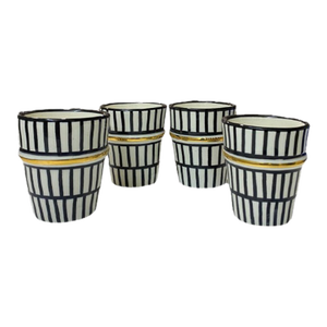 Gold 14k Beldi Cups Tea Glasses With Border on Gold Brass Set of 4 Cups