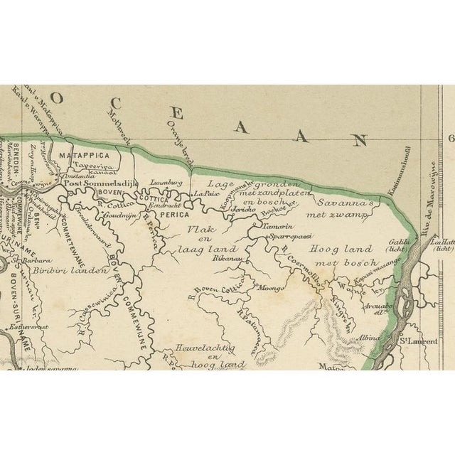 Antique Map of Dutch Colonies in the Caribbean and Suriname by Dornseiffen, 1884 For Sale - Image 4 of 15