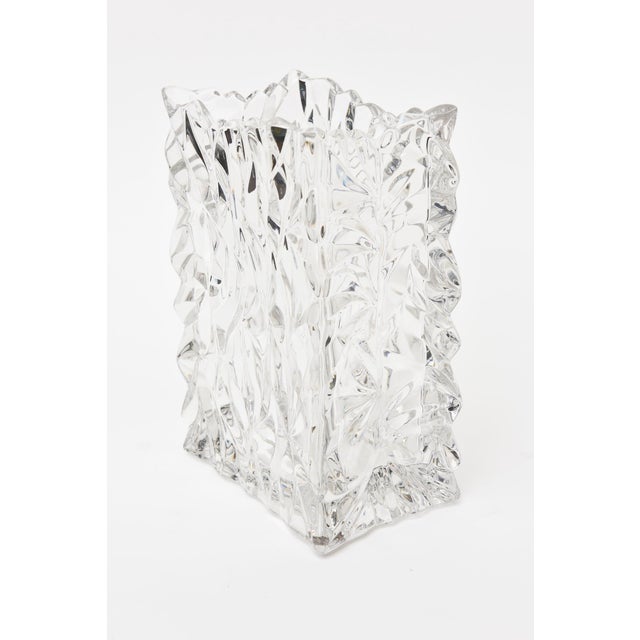 Mid-Century Modern Vintage Rosenthal Crystal Crushed Paper Bag Glass Vase For Sale - Image 3 of 8