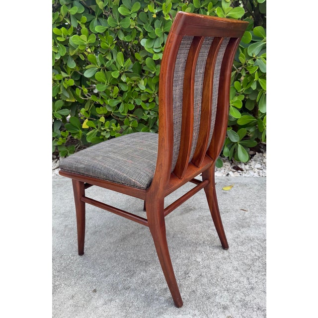 Wood Vintage Mid-Century Sculptural Walnut Dining Chairs With Sabre Legs, Set of 6 For Sale - Image 7 of 18