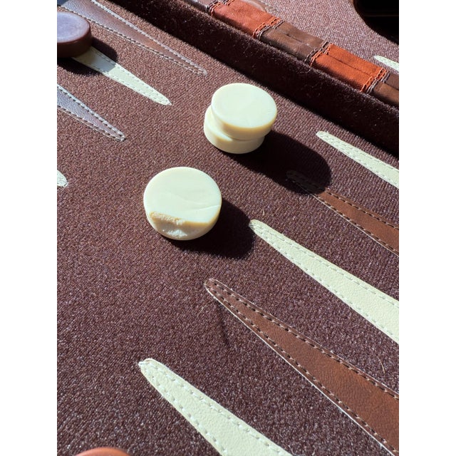 Backgammon Brown Leatherette Handled Case For Sale - Image 10 of 10
